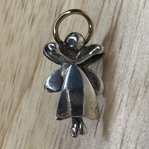 Sterling Silver Angel Pin Brooch with Gold Tone Halo Religious Jewelry Small 925